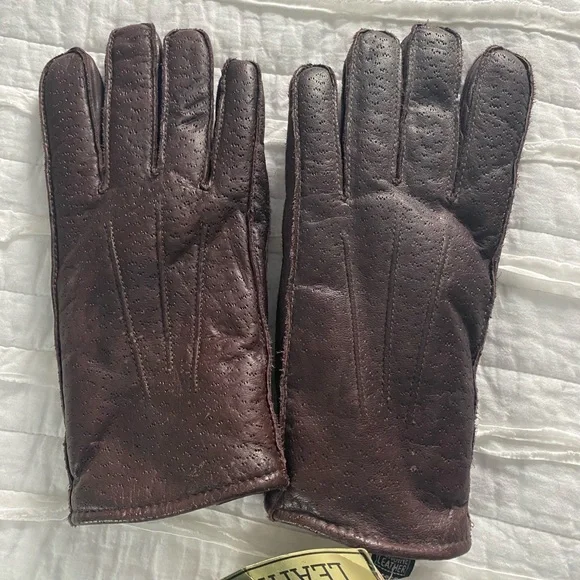 NWT Men’s L Brown Leather Gloves - Picture 8 of 8